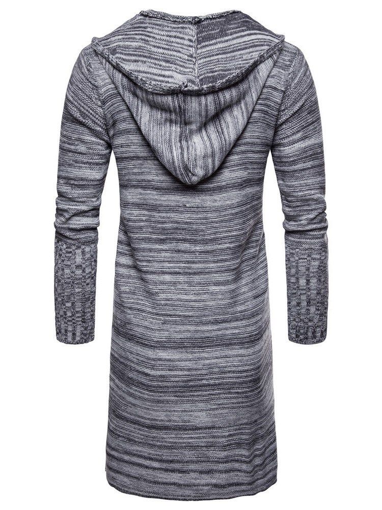 Color Block Hooded Mid-Length Män Casual Cardigan Tröjor
