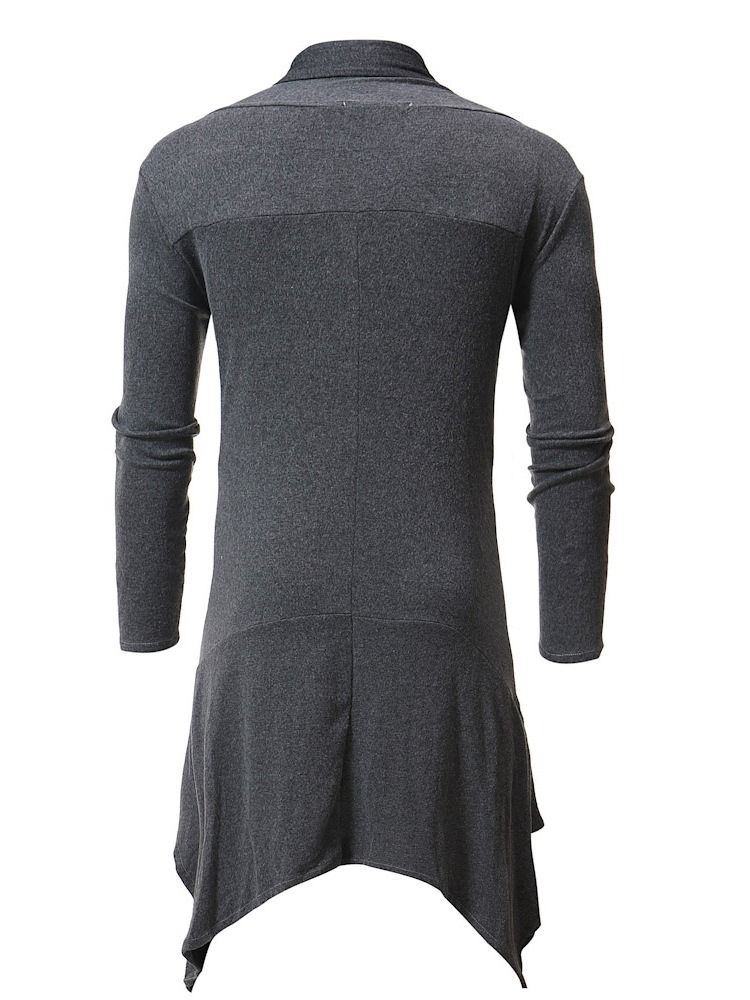 Enkla Asymmetriska Mellanlånga Män Casual Cardigan Tröjor