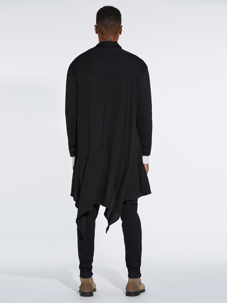 Enkla Asymmetriska Mellanlånga Män Casual Cardigan Tröjor