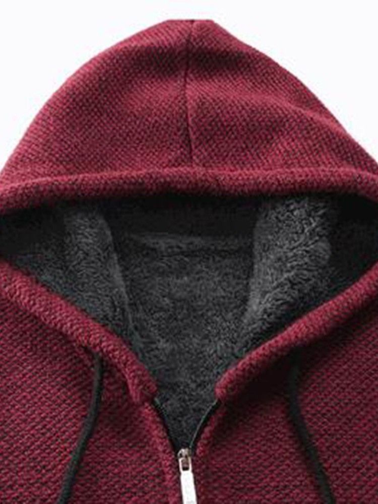 Hooded Patchwork Standard Winter Zipper Sweater