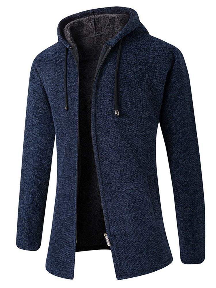 Hooded Plain Standard Fall Slim Sweater