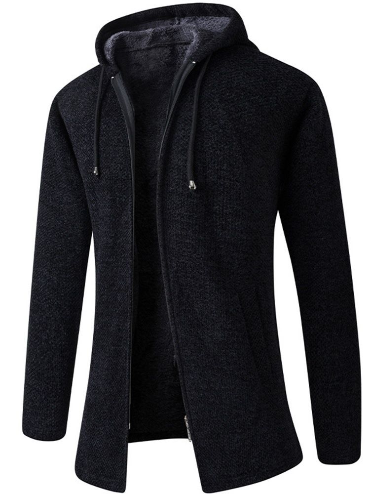 Hooded Plain Standard Fall Slim Sweater