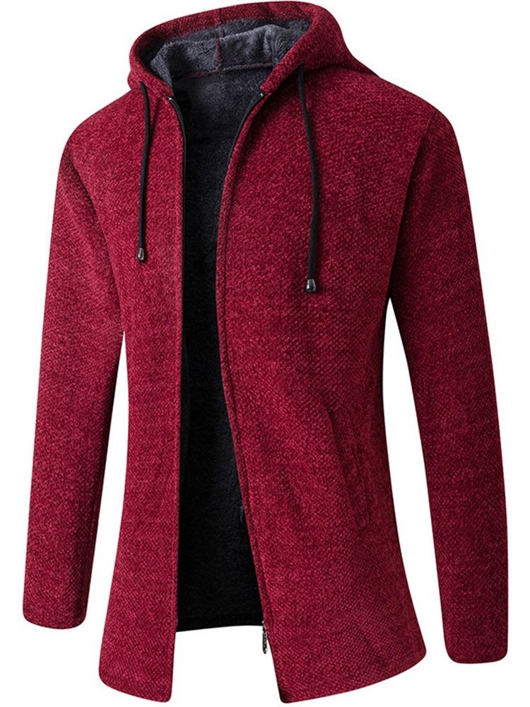 Hooded Plain Standard Fall Slim Sweater