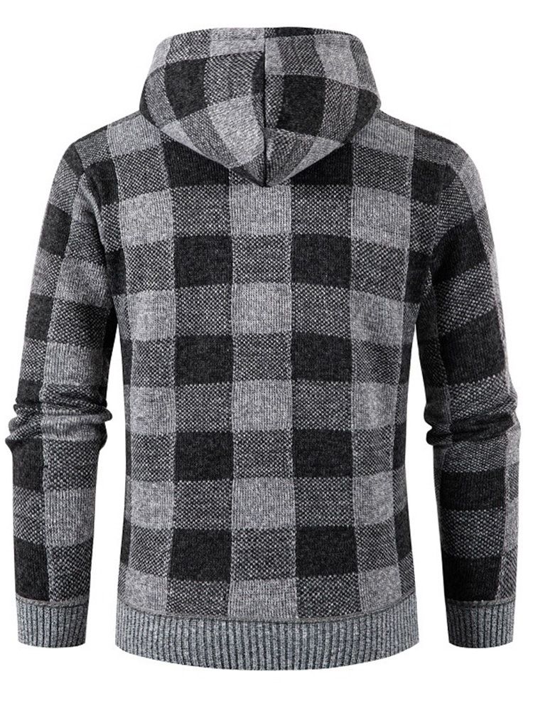 Hooded Standard Rutig Zipper Slim Sweater