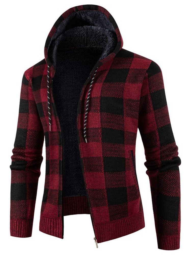 Hooded Standard Rutig Zipper Slim Sweater