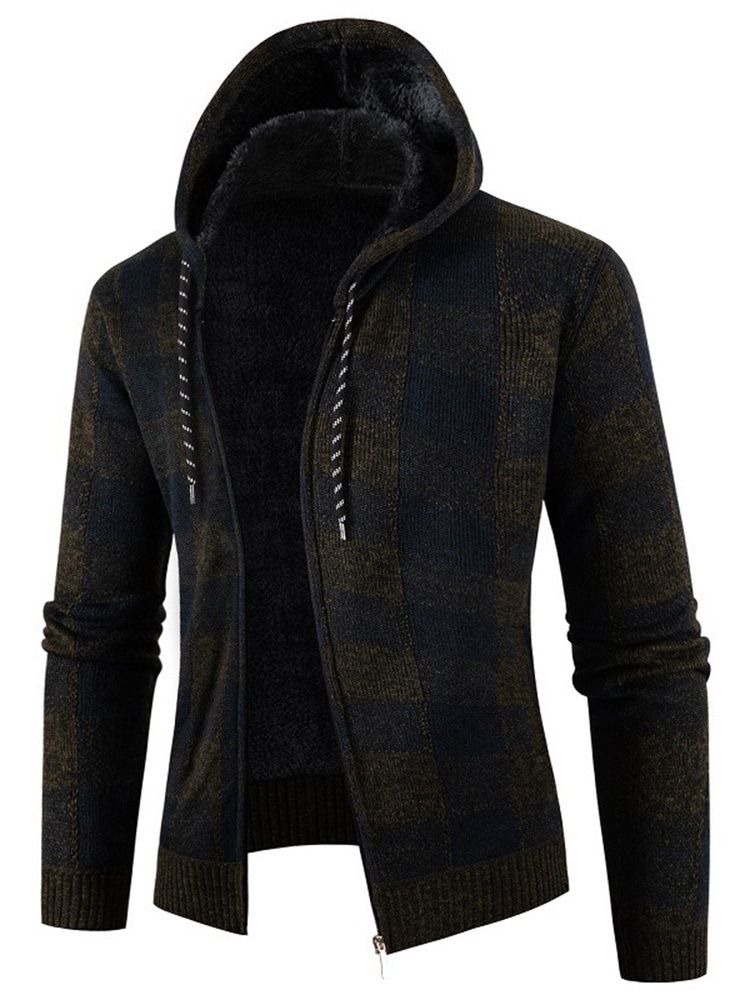 Hooded Standard Rutig Zipper Slim Sweater