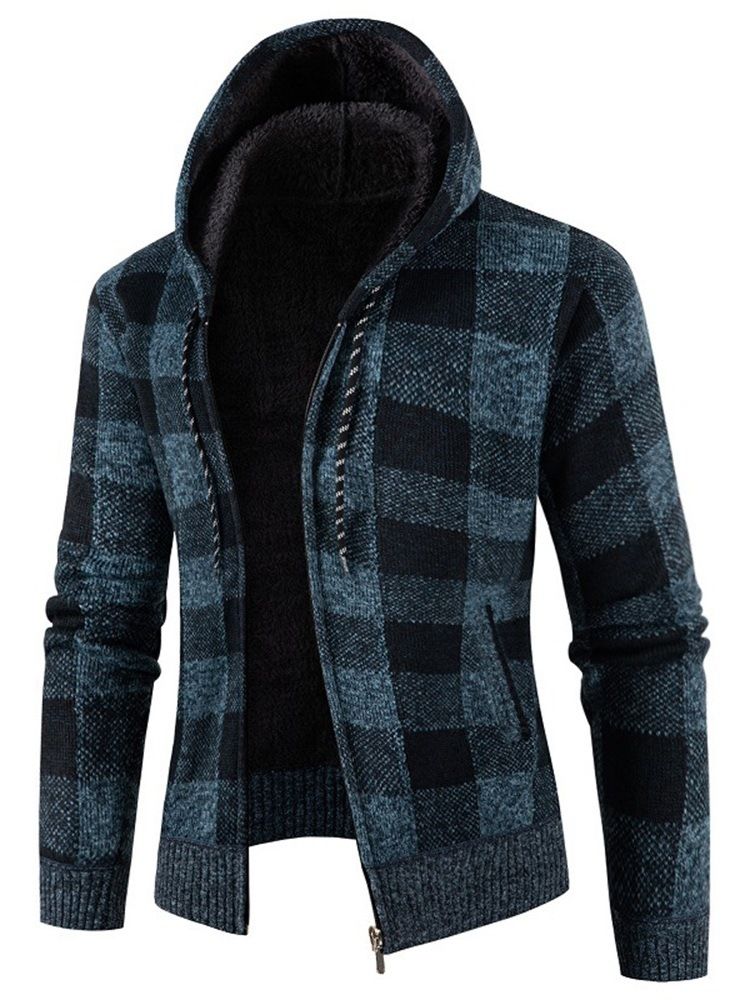 Hooded Standard Rutig Zipper Slim Sweater