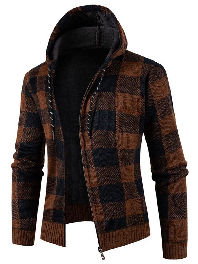 Hooded Standard Rutig Zipper Slim Sweater
