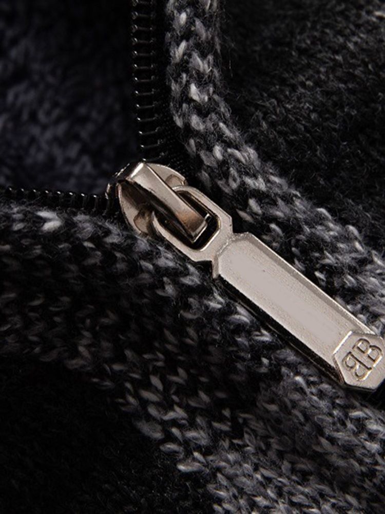 Hooded Standard Rutig Zipper Slim Sweater