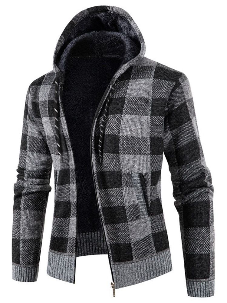 Hooded Standard Rutig Zipper Slim Sweater