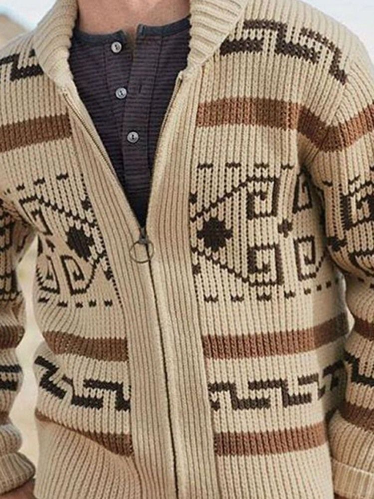 Lapel Geometric Standard Lös Vintertröja