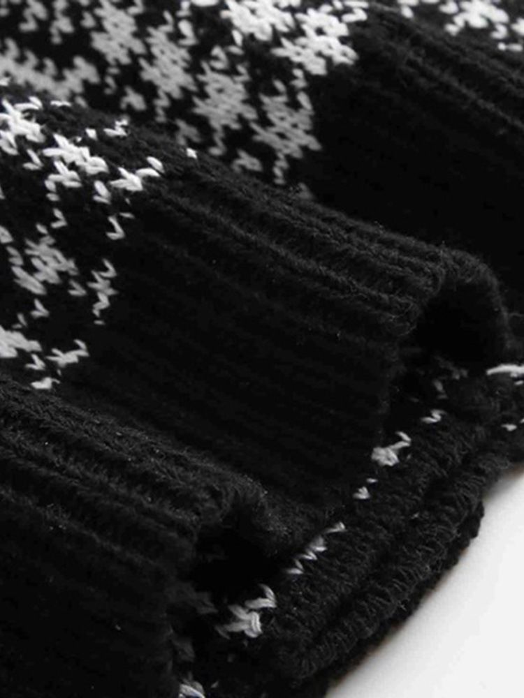 Lapel Pocket Houndstooth Vinter Enkelknäppt Tröja