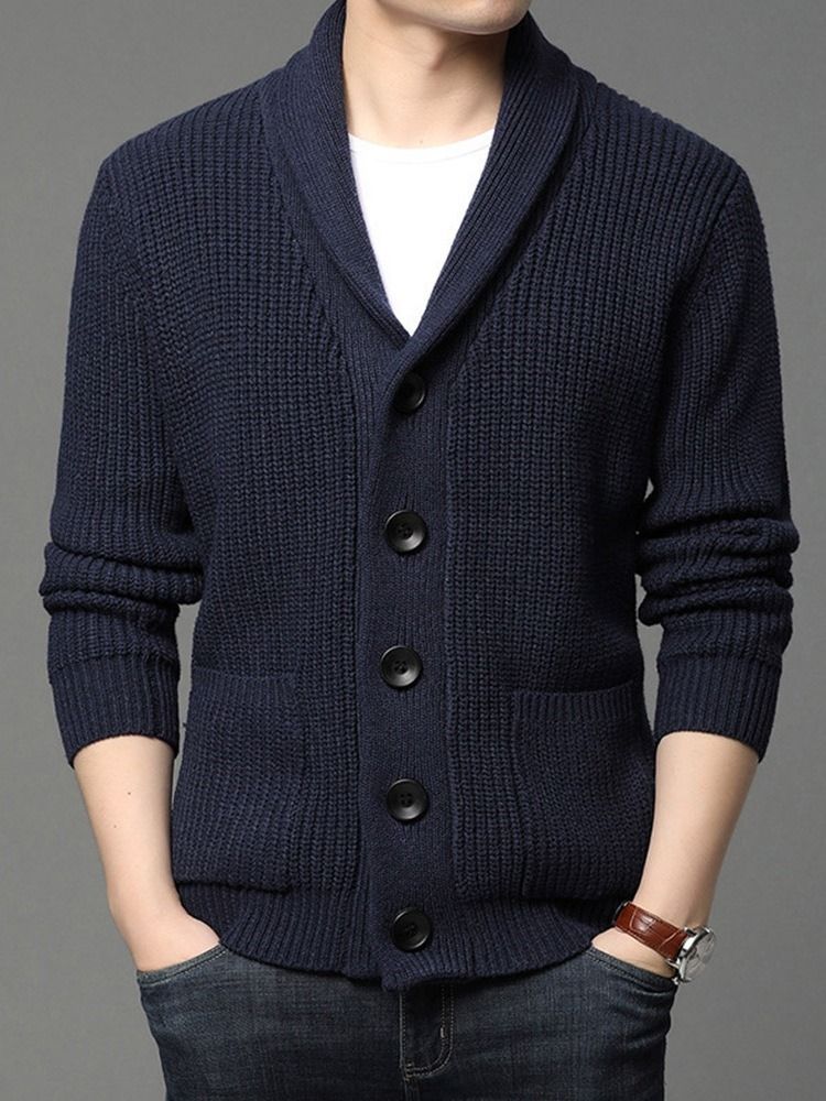 Lapel Pocket Standard Fall Enkelknäppt Casual Tröja