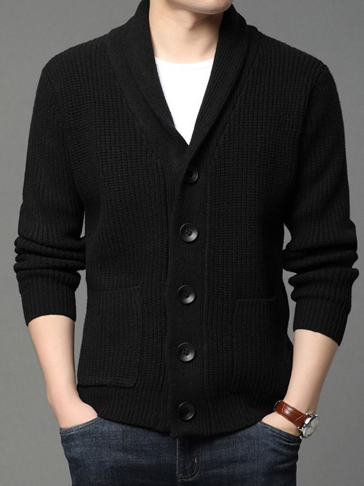 Lapel Pocket Standard Fall Enkelknäppt Casual Tröja