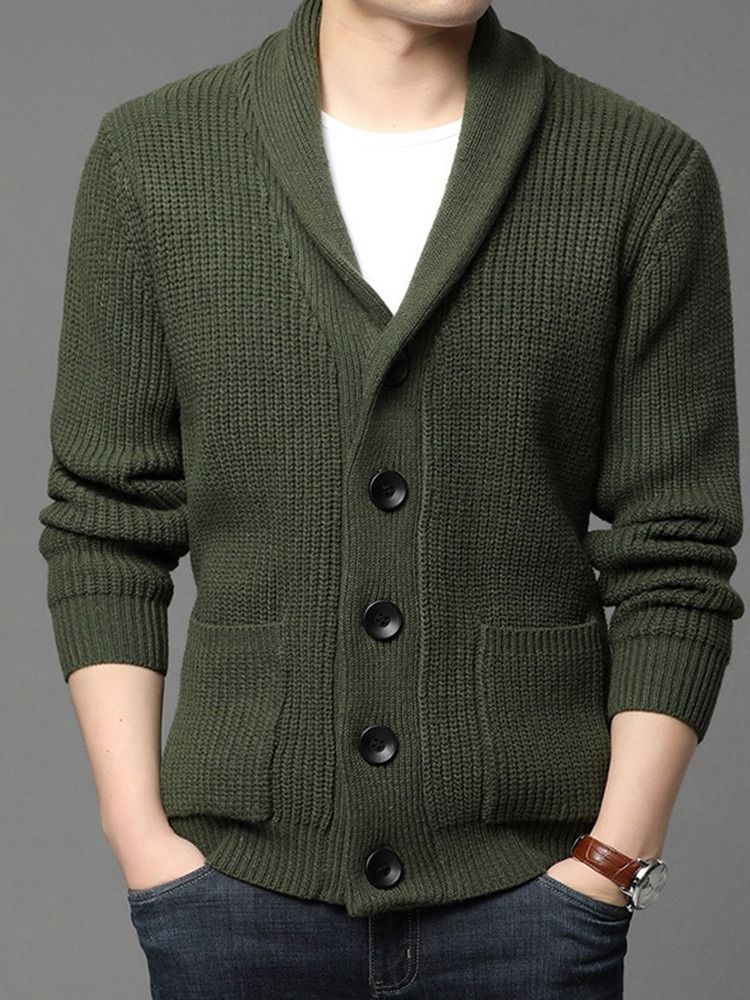 Lapel Pocket Standard Fall Enkelknäppt Casual Tröja
