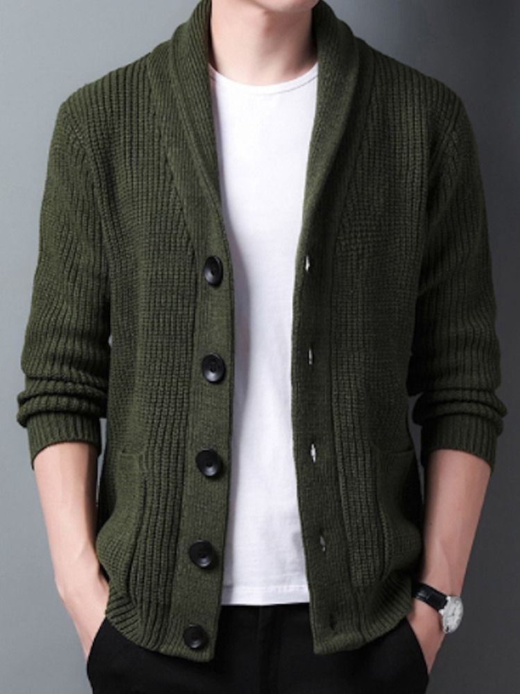 Lapel Pocket Standard Fall Enkelknäppt Casual Tröja