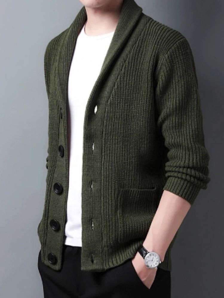 Lapel Pocket Standard Fall Enkelknäppt Casual Tröja