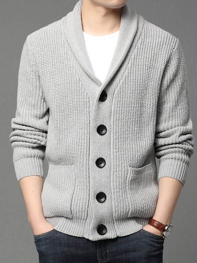 Lapel Pocket Standard Fall Enkelknäppt Casual Tröja