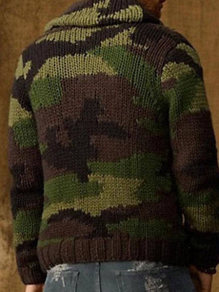 Lapel Standard Camouflage Enkelknäppt Vintertröja
