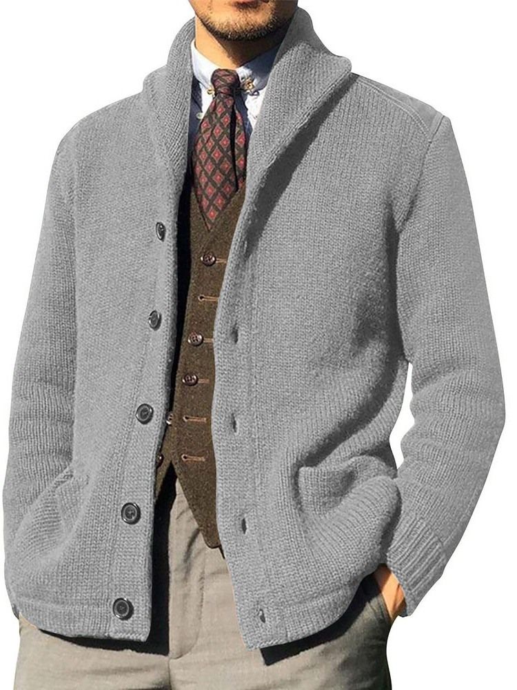 Lapel Standard Pocket Winter Raight Sweater
