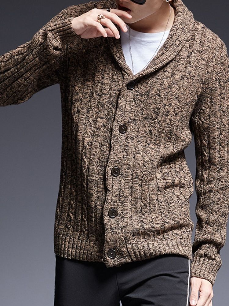 Lapel Våren Casual Tröja Med Standardknapp