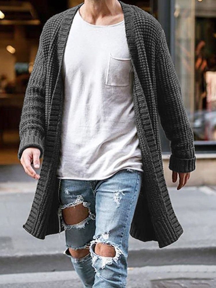 Medellånga Enkel V-Ringad Lös Casual Tröja