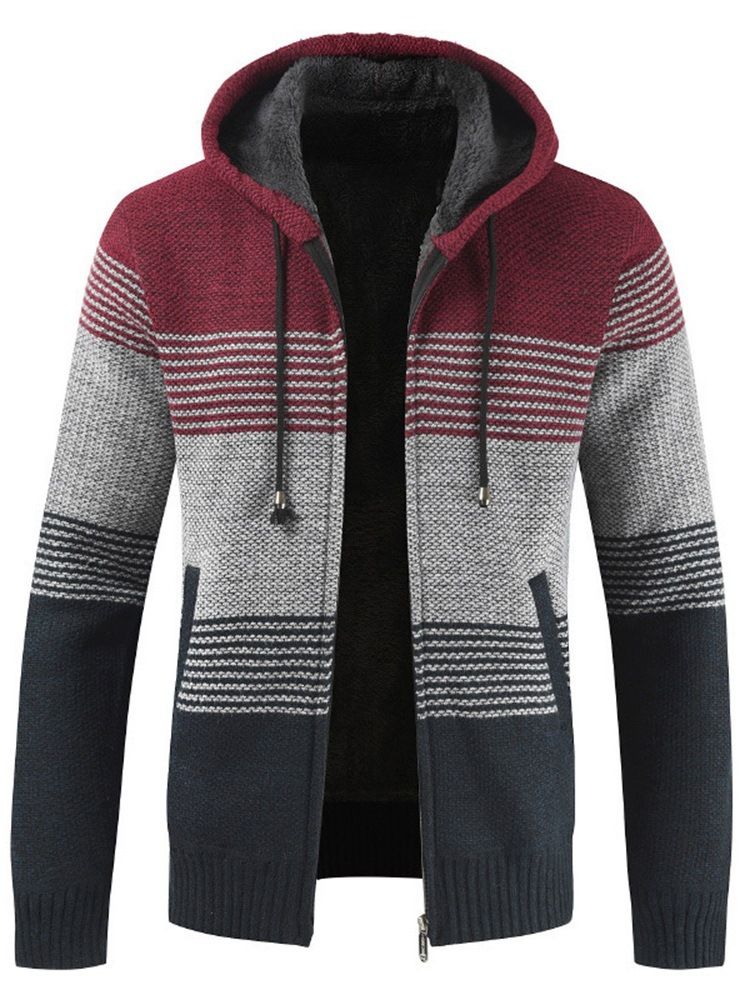 Patchwork Hooded Standard Dragkedja Falltröja