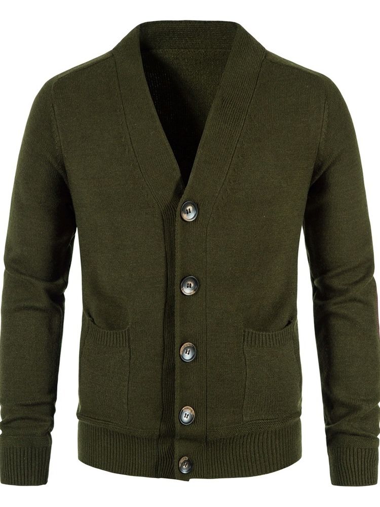 Patchwork Standard Color Block Casual Enkelknäppt Tröja