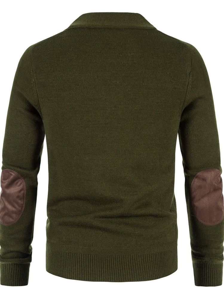 Patchwork Standard Color Block Casual Enkelknäppt Tröja