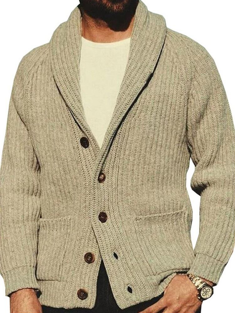 Plain Pocket Lapel Casual Enkelknäppt Tröja