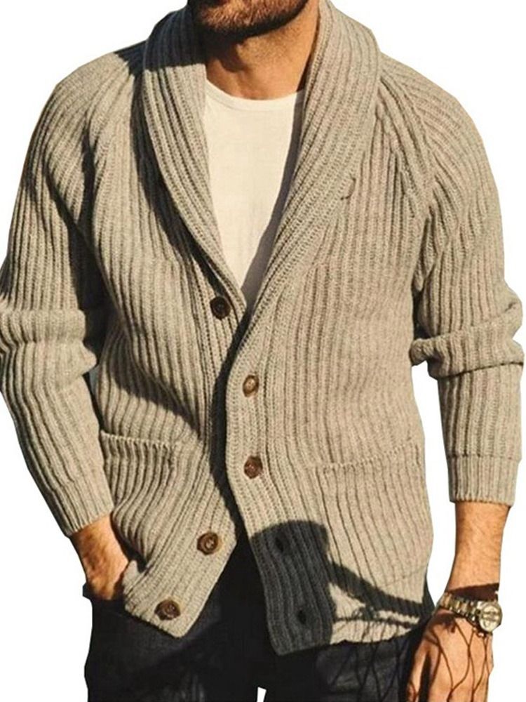 Plain Pocket Lapel Casual Enkelknäppt Tröja