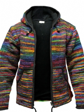 Standard Color Block Hooded Vintage Lös Tröja