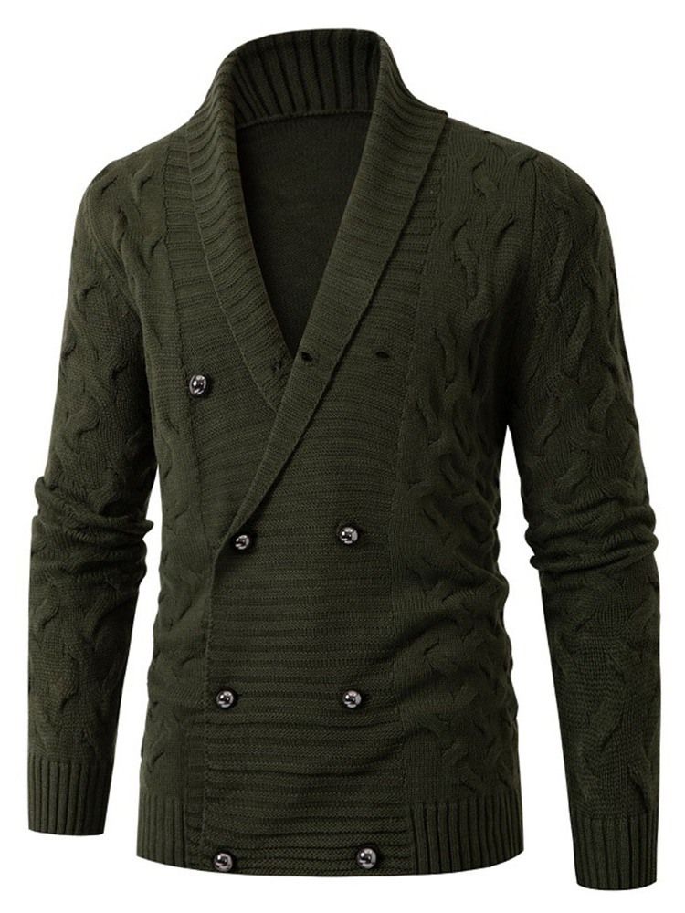 Standard Enfärgad Lapel Herrtröja Med Dubbelknäppning