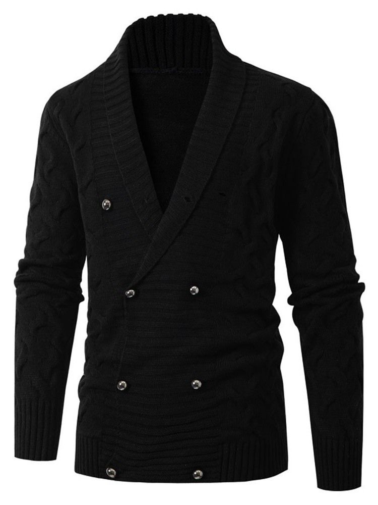 Standard Enfärgad Lapel Herrtröja Med Dubbelknäppning