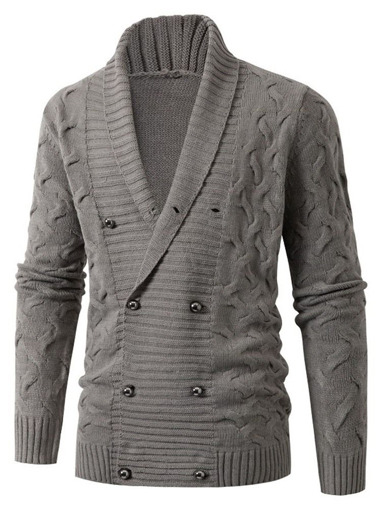 Standard Enfärgad Lapel Herrtröja Med Dubbelknäppning