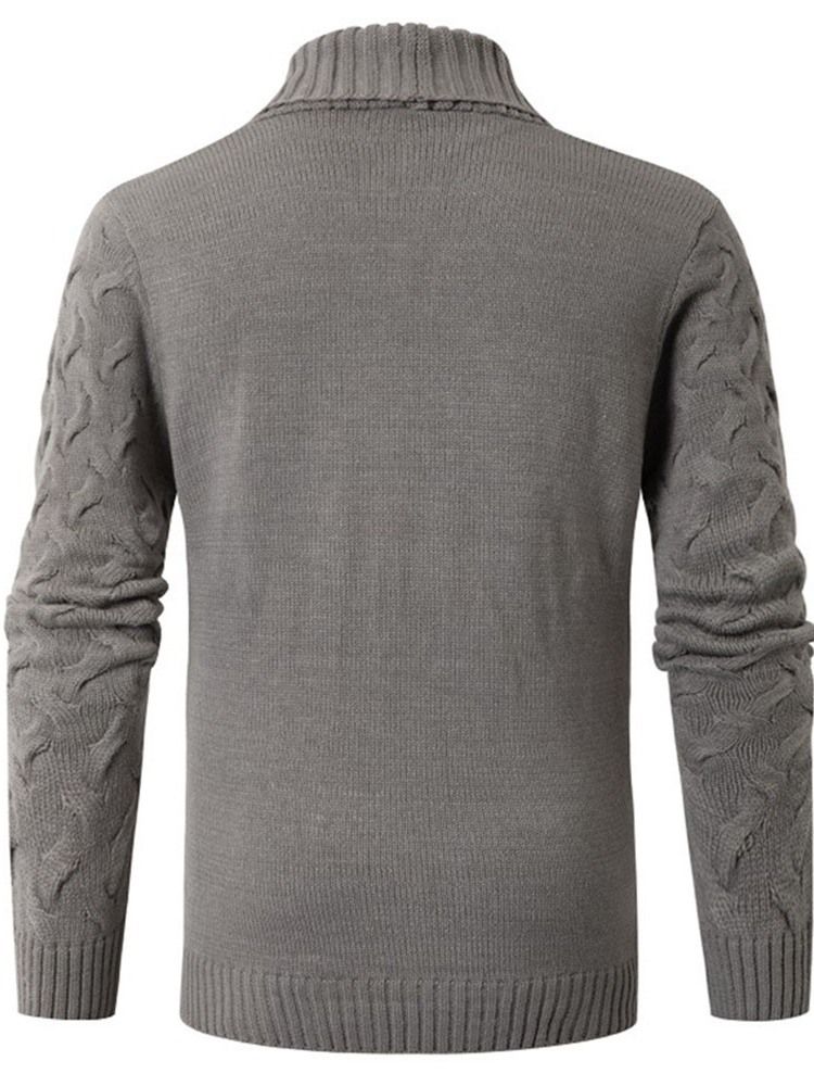 Standard Enfärgad Lapel Herrtröja Med Dubbelknäppning