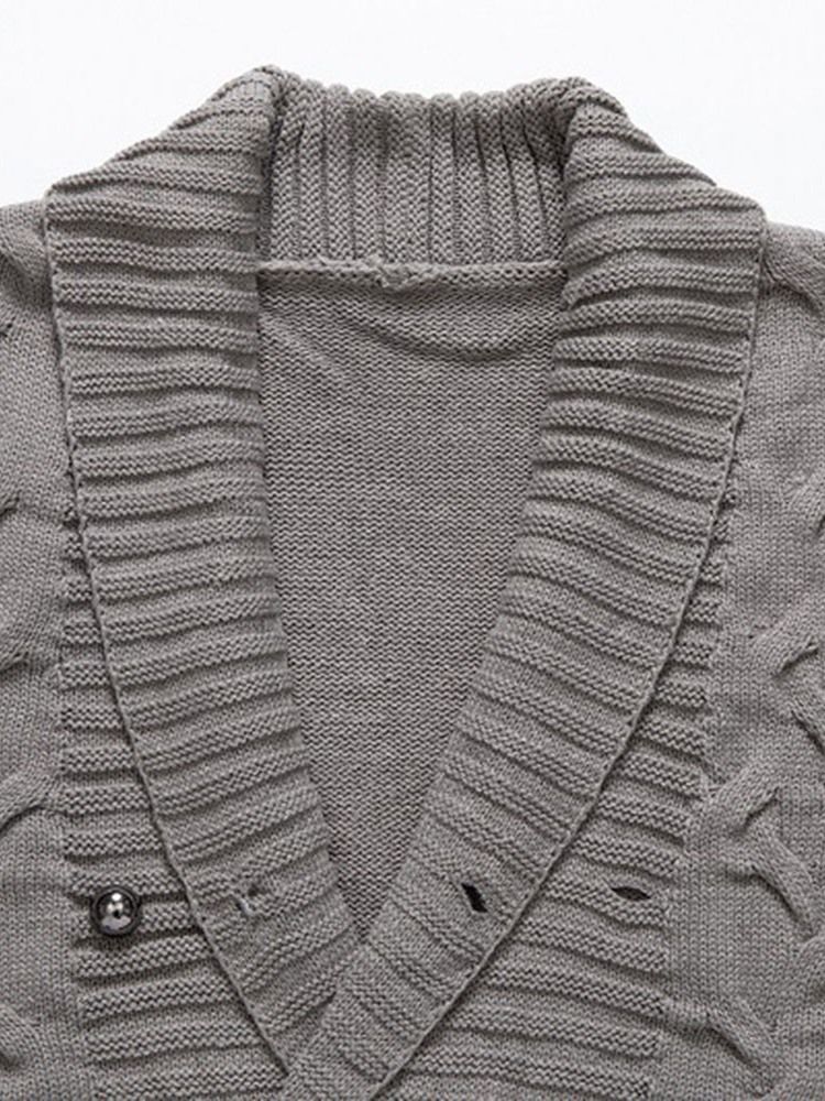 Standard Enfärgad Lapel Herrtröja Med Dubbelknäppning
