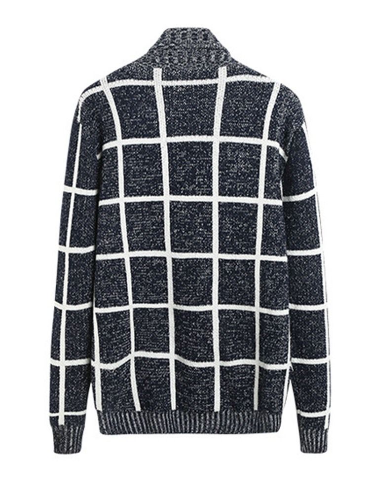Standard Lapel Pläd För Män Casual Fall Tröja