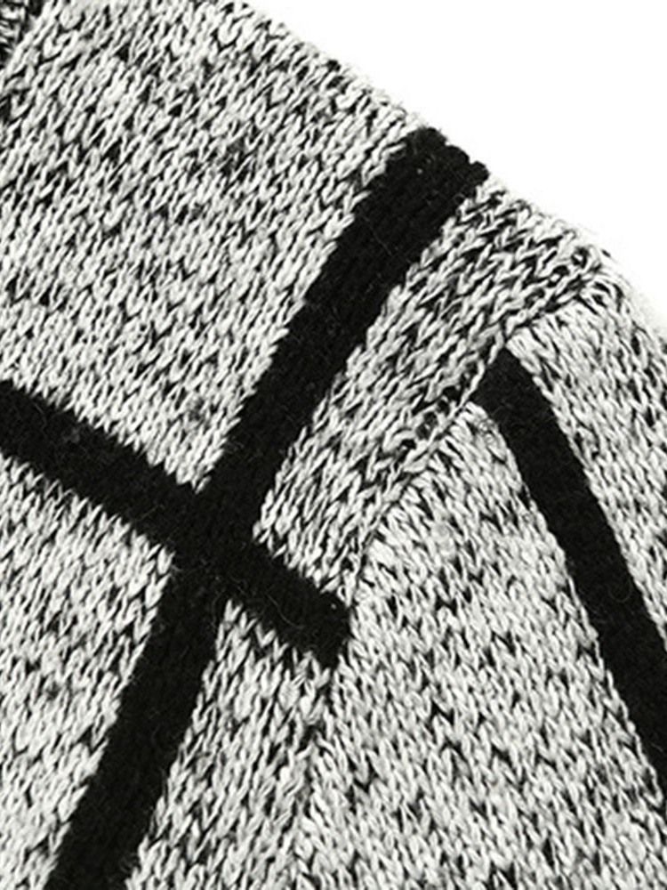 Standard Lapel Pläd För Män Casual Fall Tröja