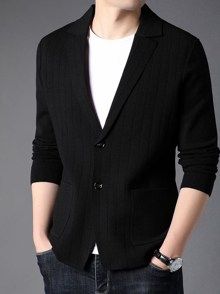 Standard Lapel Plain Casual Enkelknäppt Tröja