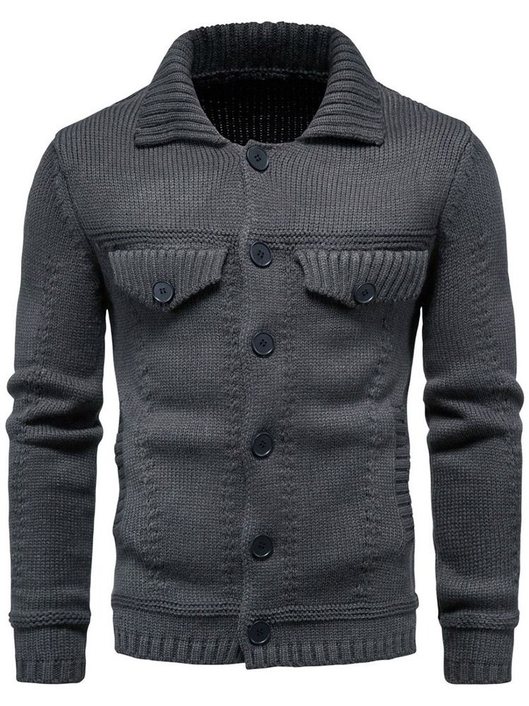 Standard Lapel Plain Casual Slim Sweater