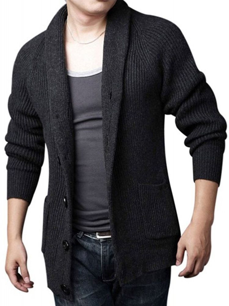 Standard Lapel Plain Slim Fall Casual Tröja