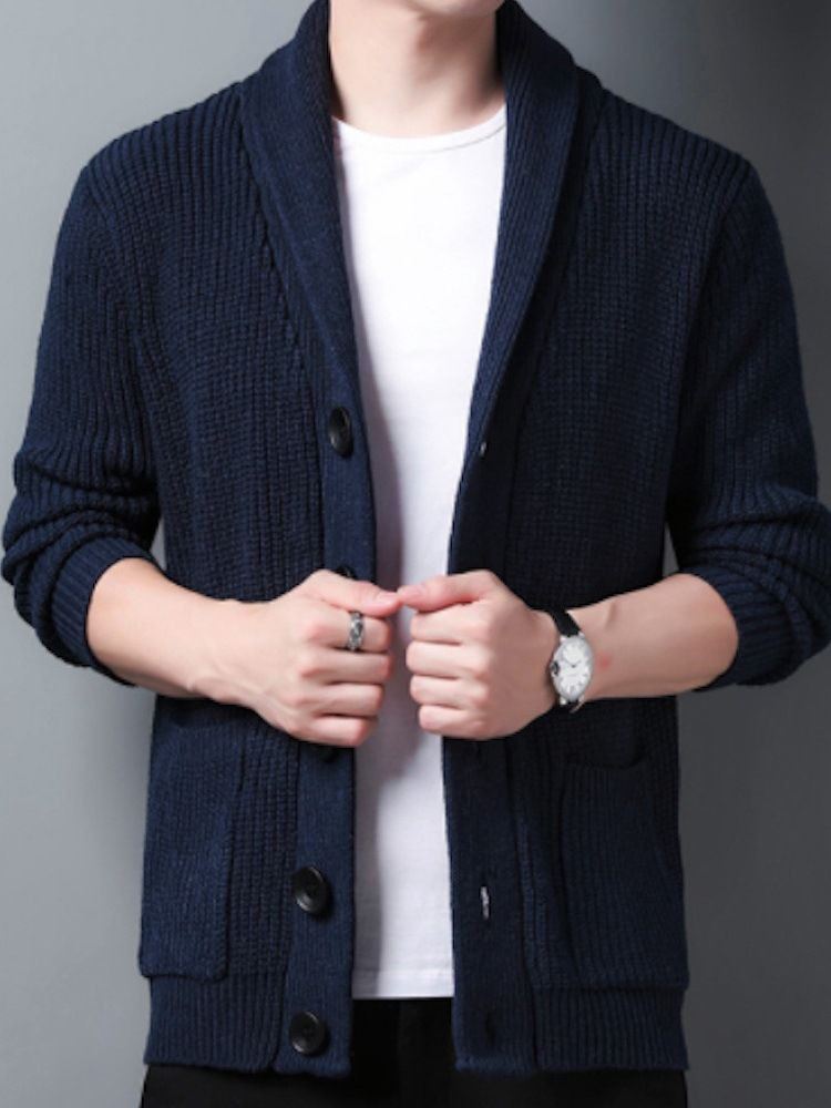 Standard Lapel Plain Slim Fall Casual Tröja