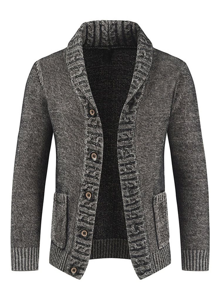 Standard Lapel Pocket Casual Enkelknäppt Tröja