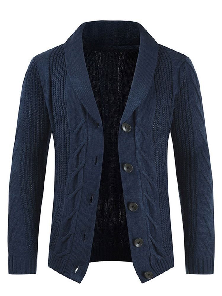 Standard Lapel Vanlig Casual Lös Tröja
