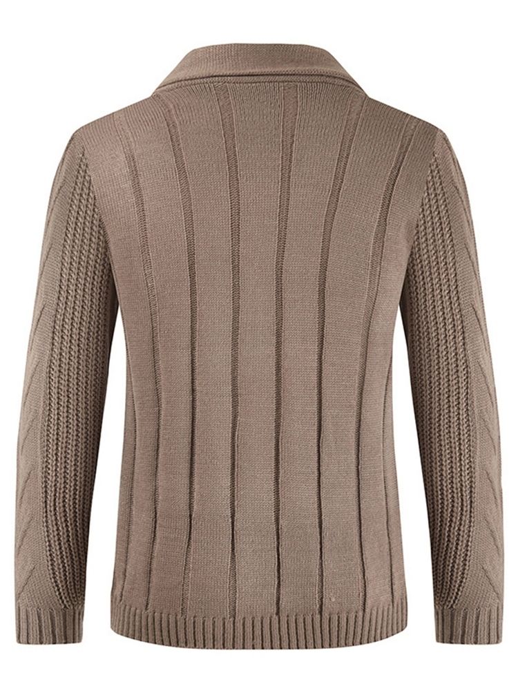 Standard Lapel Vanlig Casual Lös Tröja