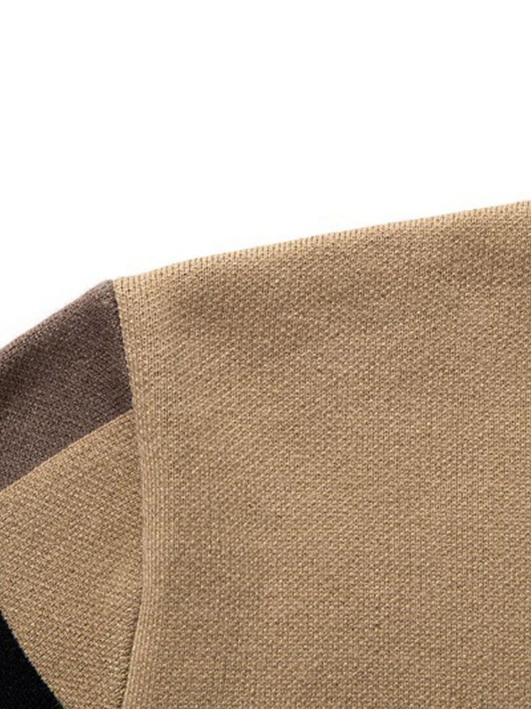 Standard Pocket Color Block Casual Herrtröja