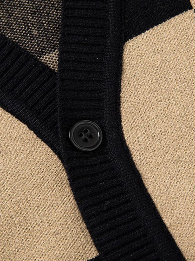 V-Ringad Geometrisk Standard Höst Slimmad Tröja