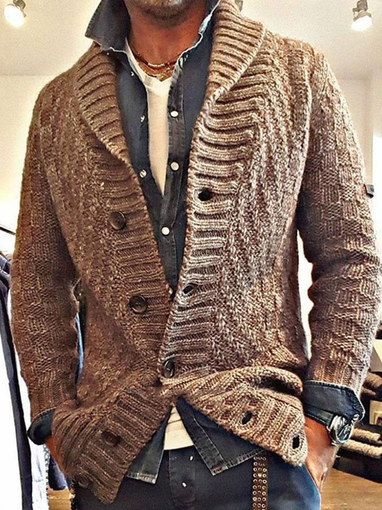 Vanlig Lapel Standard Koreansk Slimmad Tröja