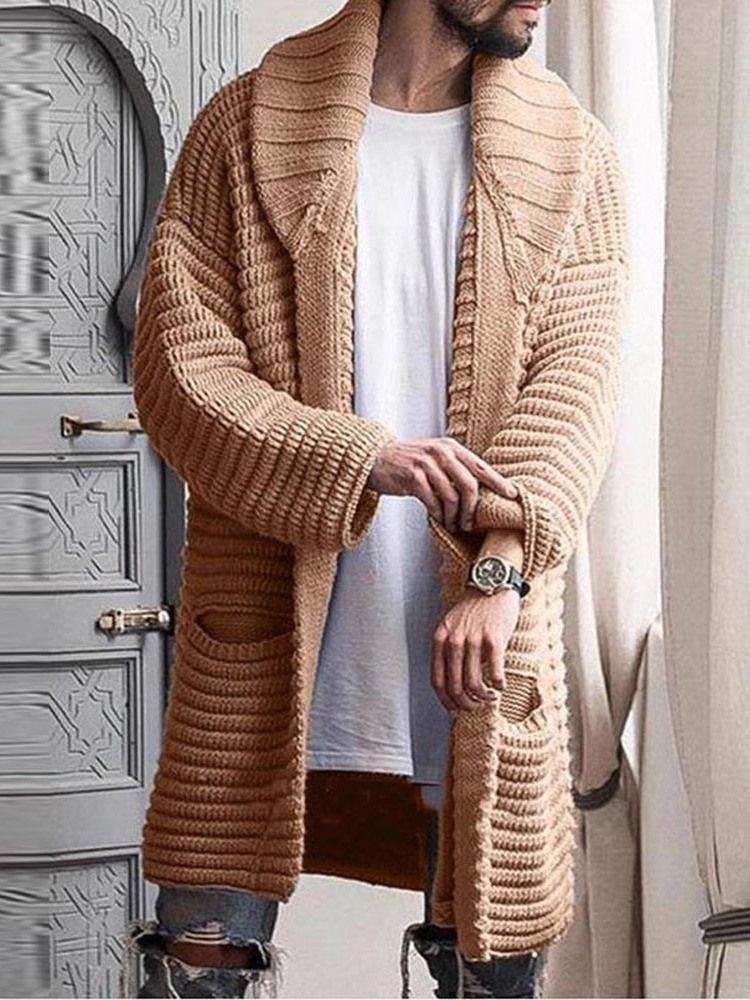 Vanlig Mellanlångt Lapel Casual Vintertröja